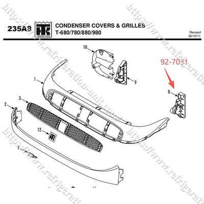 Soportes para conchas de THERMO KING 927031/92-7031 disponibles para el mercado de repuestos T-600M T-800M T-1000M T-680Pro T-880Pro T-1080Pro