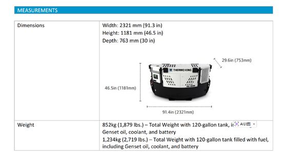 SG3500 THERMO KING motor diesel generador marino contenedor unidad de refrigeración suministro de energía eléctrica notable eficiencia de combustible hecha en fábrica de China