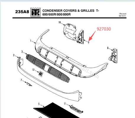 927030 BRACKET - bobina (al borde de la acera),T600/T800 / T-600M T-800M 880Pro T-600R T-800R soporte de cubierta