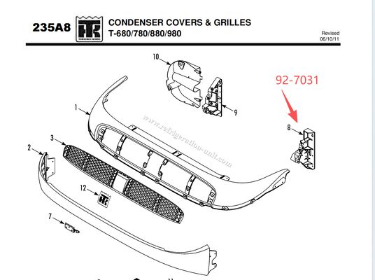 927031/92-7031 SOPORTE DE CARCASA THERMO KING disponible para T-600M T-800M T-780PRO T-780E T-680Pro T-880Pro T-980Pro soporte de cubierta